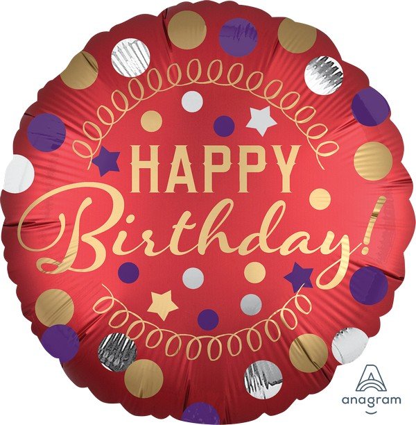 45cm Standard Satin XL Red Satin Party Happy Birthday