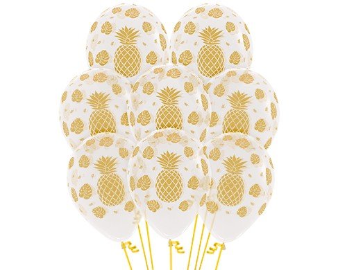 Sempertex 30cm Tropical Design on Crystal Clear Latex Balloons, 12PK