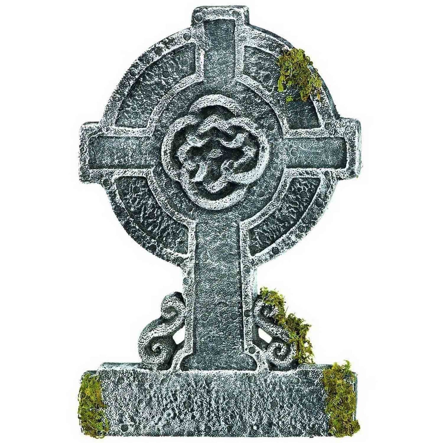 Mossy Celtic Cross Styrofoam Tombstone Decoration