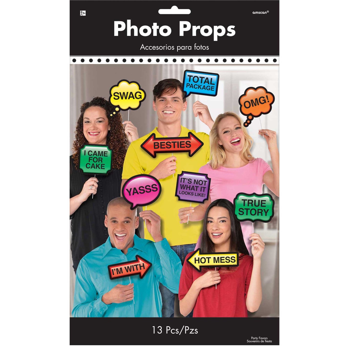 Photo Booth Props Trendy Phrases 13 x Assorted Sizes & Shapes