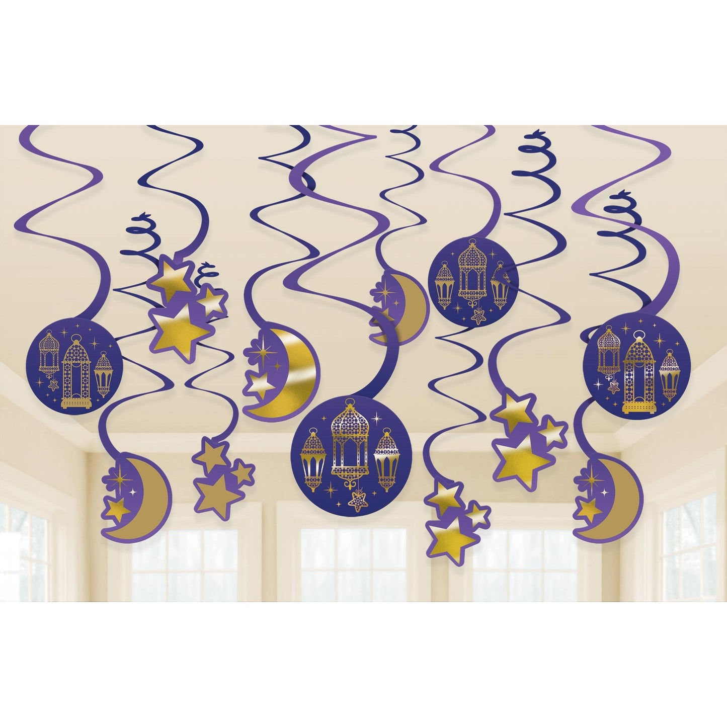 Moon & Stars Celebration Spiral Swirls Hanging Decorations Hot-Stamped