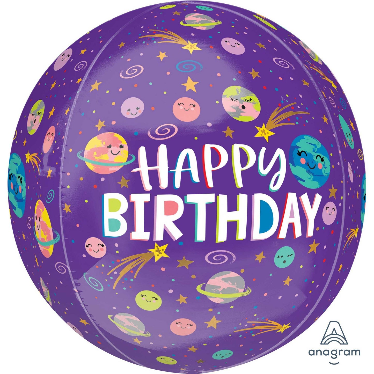 Orbz XL Smiling Galaxy Happy Birthday