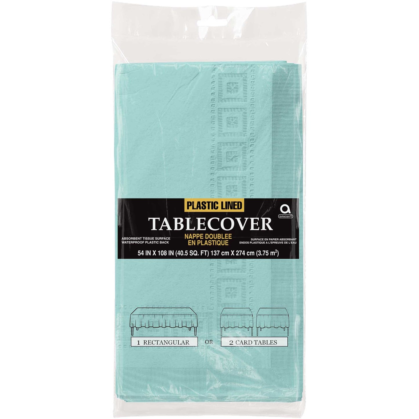 Tablecover Paper & Plastic Lined Robin's-egg Blue 3PLY