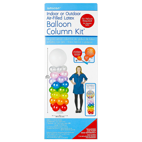 Balloon Arch Column Kit Indoor or Outdoor Use for Air Fill Balloons 228cm x 68cmfor 32 x 30cm Latex & 1 Foil Balloon