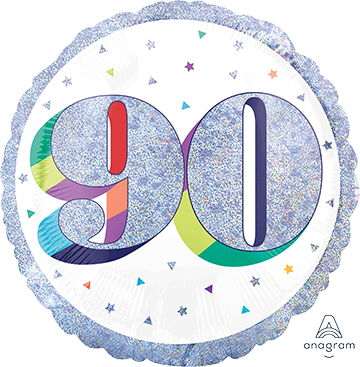 45cm Standard Holographic Here's to Your Birthday 90