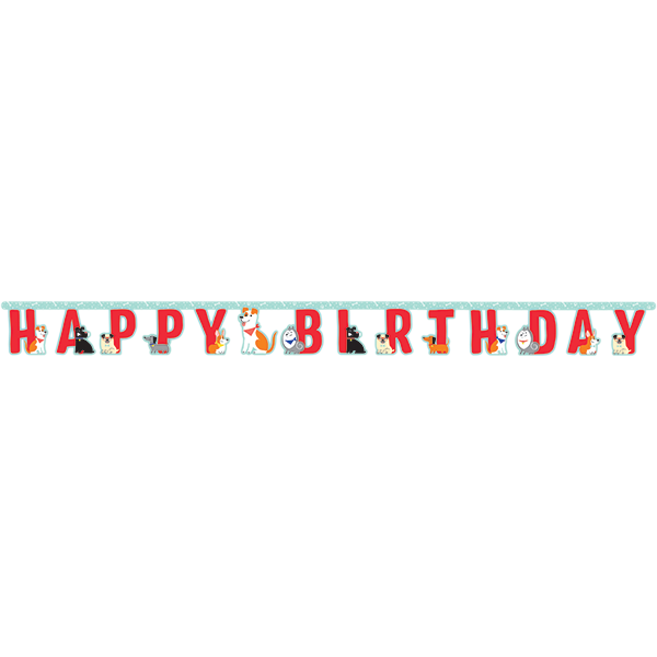 Dog Party Happy Birthday Jointed Banner 18cm x 2.2m