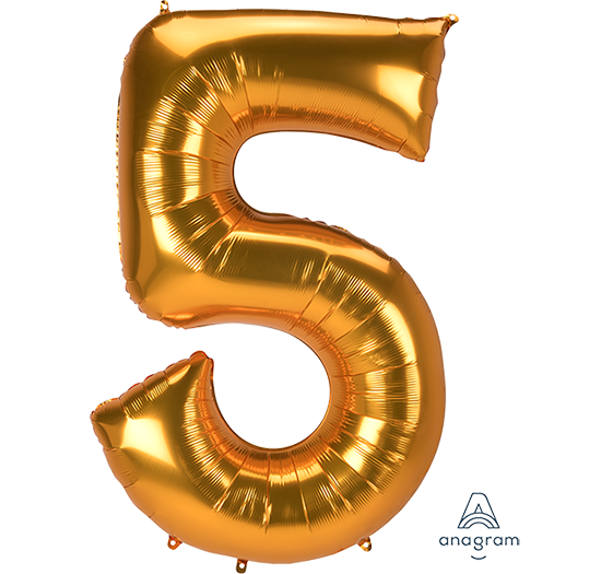 SuperShape Jumbo Number 5 Gold 86cm x 132cm