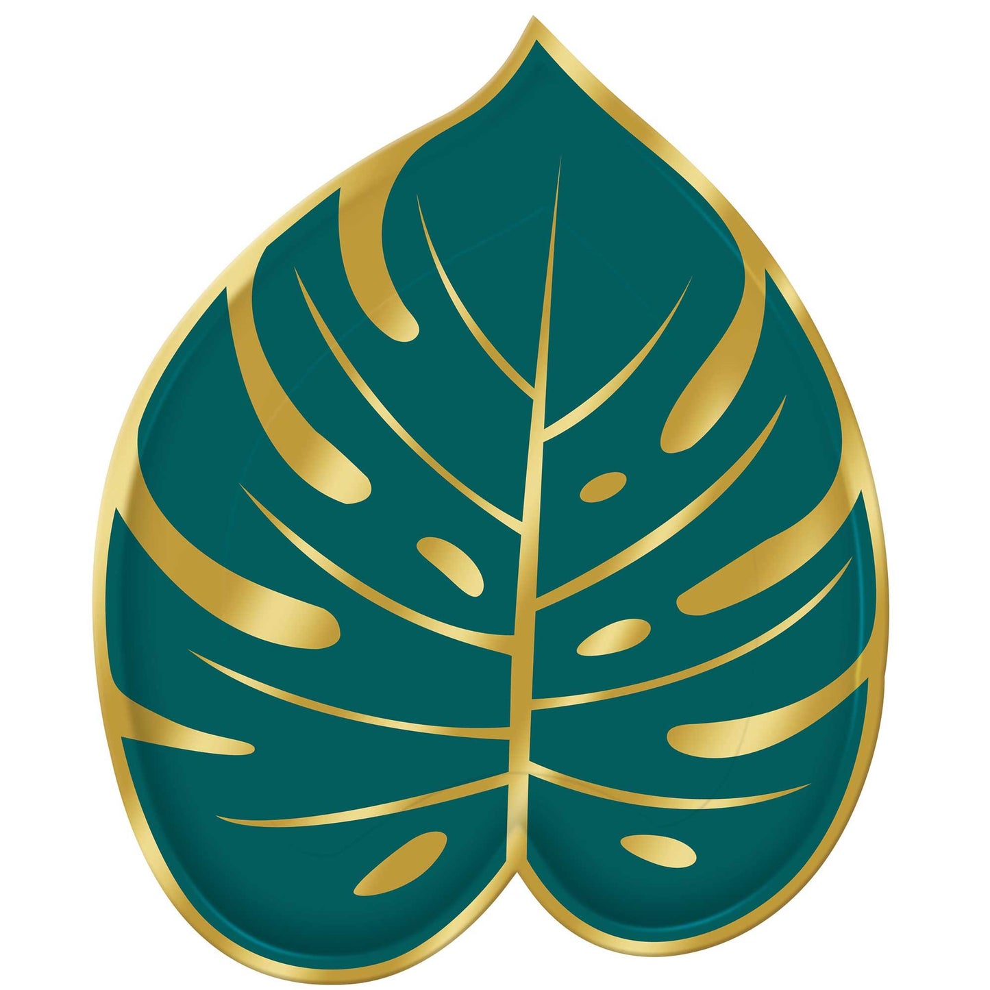 Key West Palm Leaf Shaped Foil & Paper Plates 18cm x 22cm