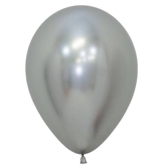 Sempertex 30cm Metallic Reflex Silver Latex Balloons 981, 12PK