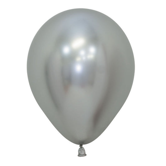 Sempertex 12cm Metallic Reflex Silver Latex Balloons 981, 50PK