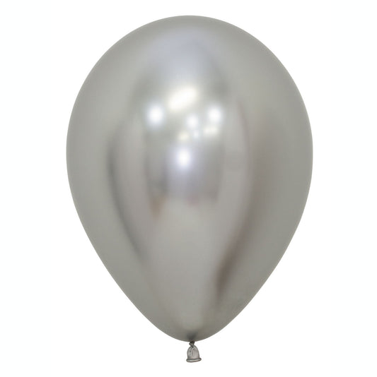 Sempertex 30cm Metallic Reflex Silver Latex Balloons 981, 50PK