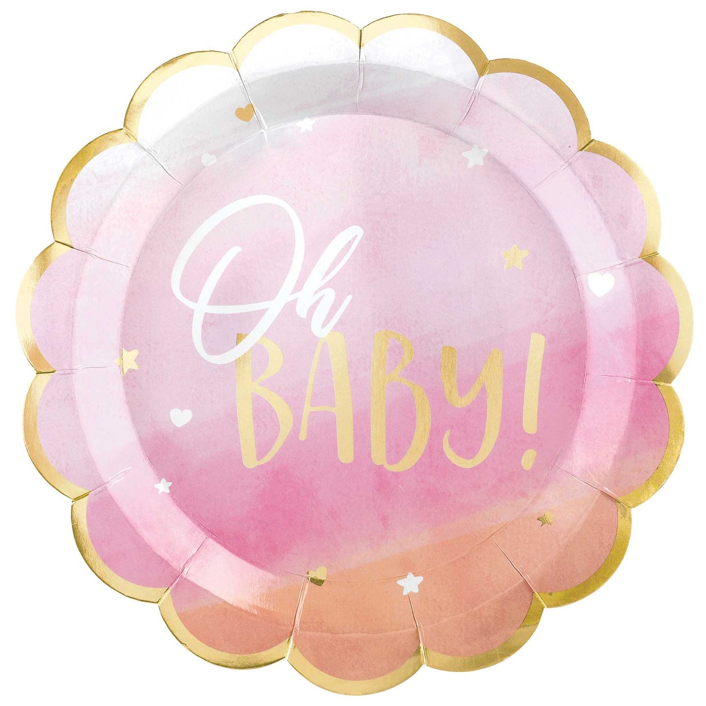Oh Baby Girl 26cm Shaped Metallic Paper Plates