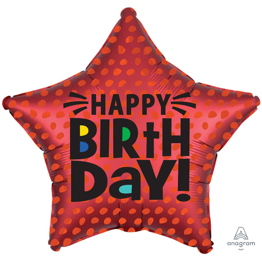 45cm Standard XL Satin Infused Star Happy Birthday