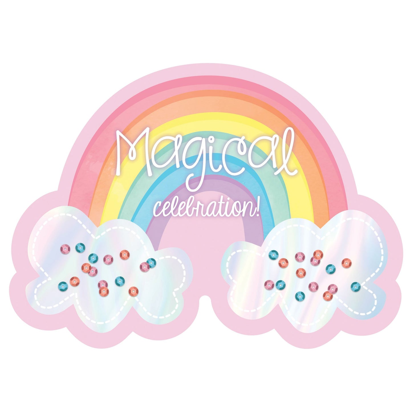 Magical Rainbow Birthday Shaped Large Novelty Invitations