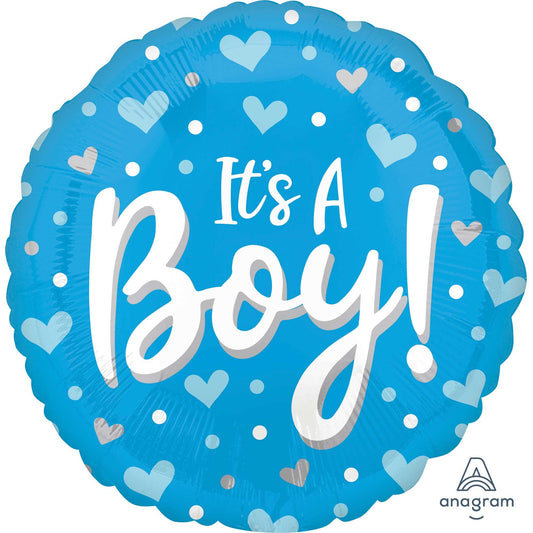 45cm Standard HX It's A Boy Hearts & Dots