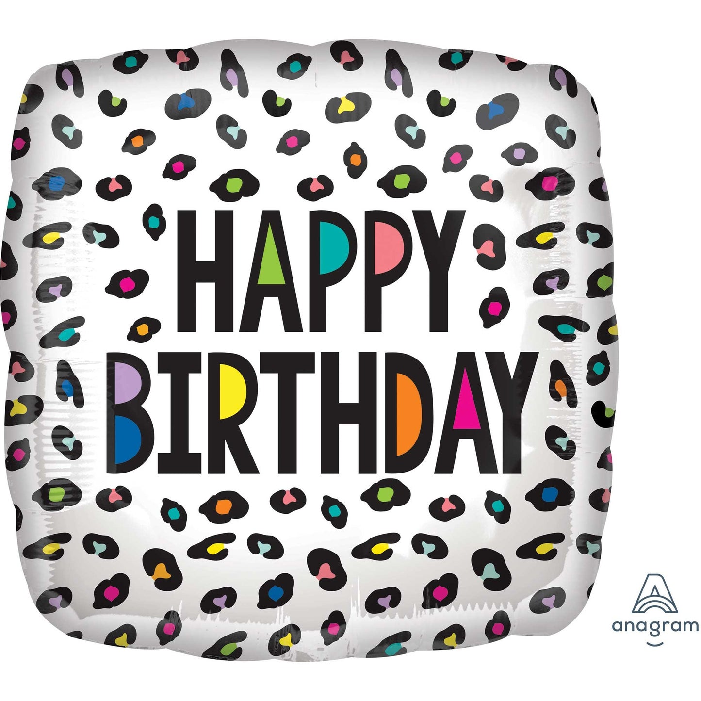 45cm Standard HX Rainbow Leopard Happy Birthday
