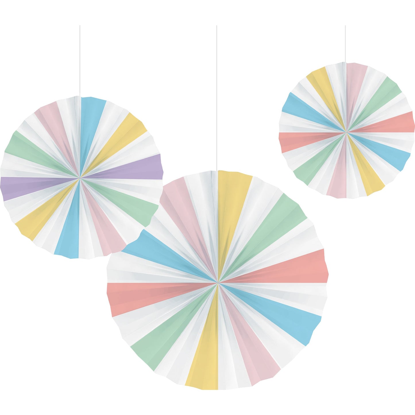 Pastel Celebrations Paper Fan Decorations 25cm, 30cm & 40cm