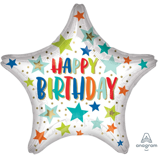 45cm Standard XL Happy Birthday Stars and Dots Star