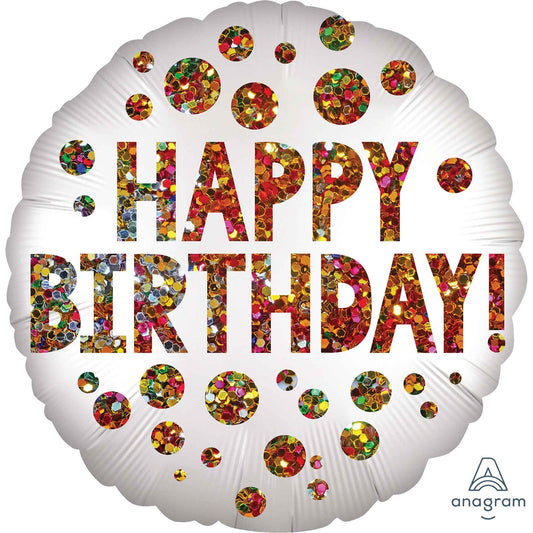 45cm Standard Satin XL Satin Infused Happy Birthday Sequins