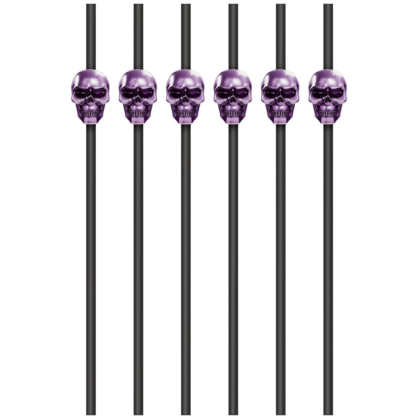 Midnight Mayhem Skull Reusable Plastic Straws