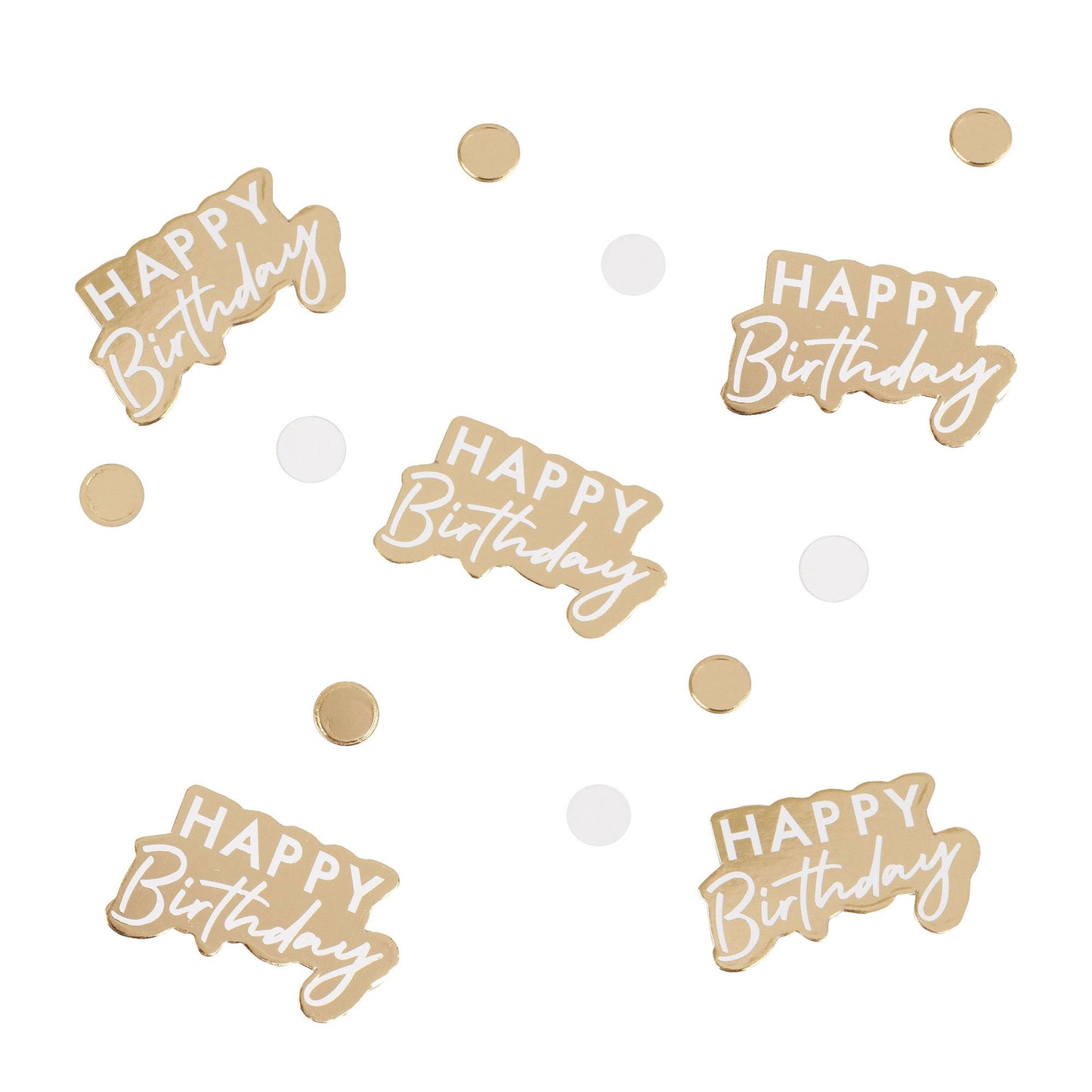 Mix It Up Gold And White Happy Birthday Confetti
