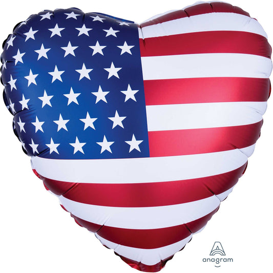 45cm Standard Satin XL Satin Infused Patriotic Heart Flag