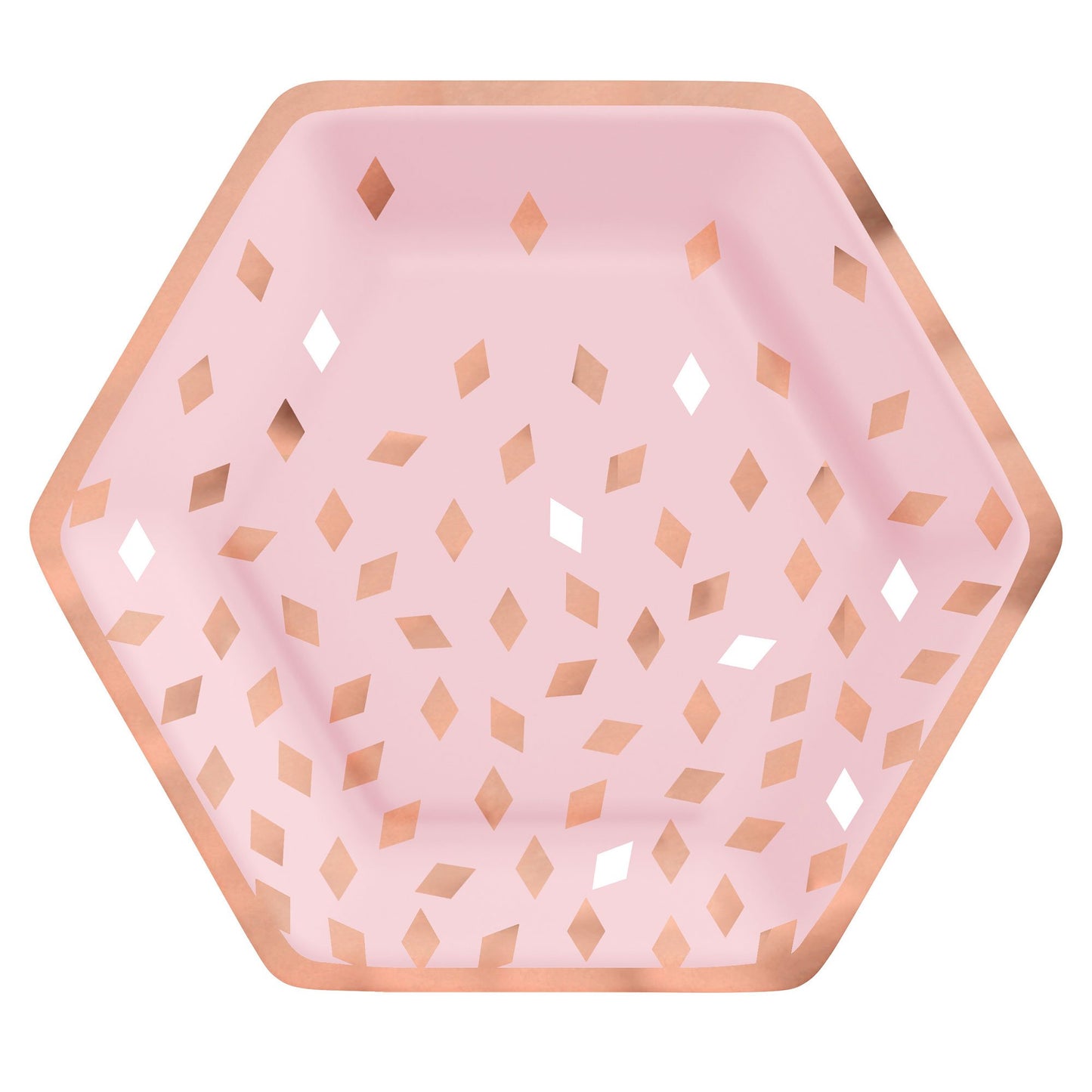 Blush Birthday 23cm Hexagonal Metallic Paper Plates