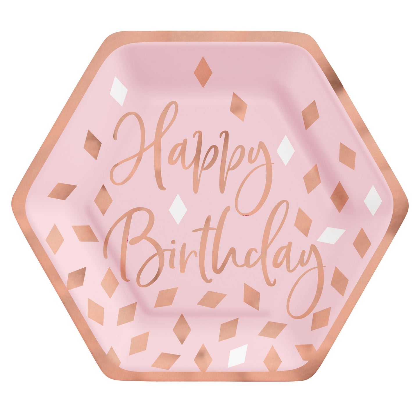 Blush Birthday 17cm Hexagonal Metallic Paper Plates