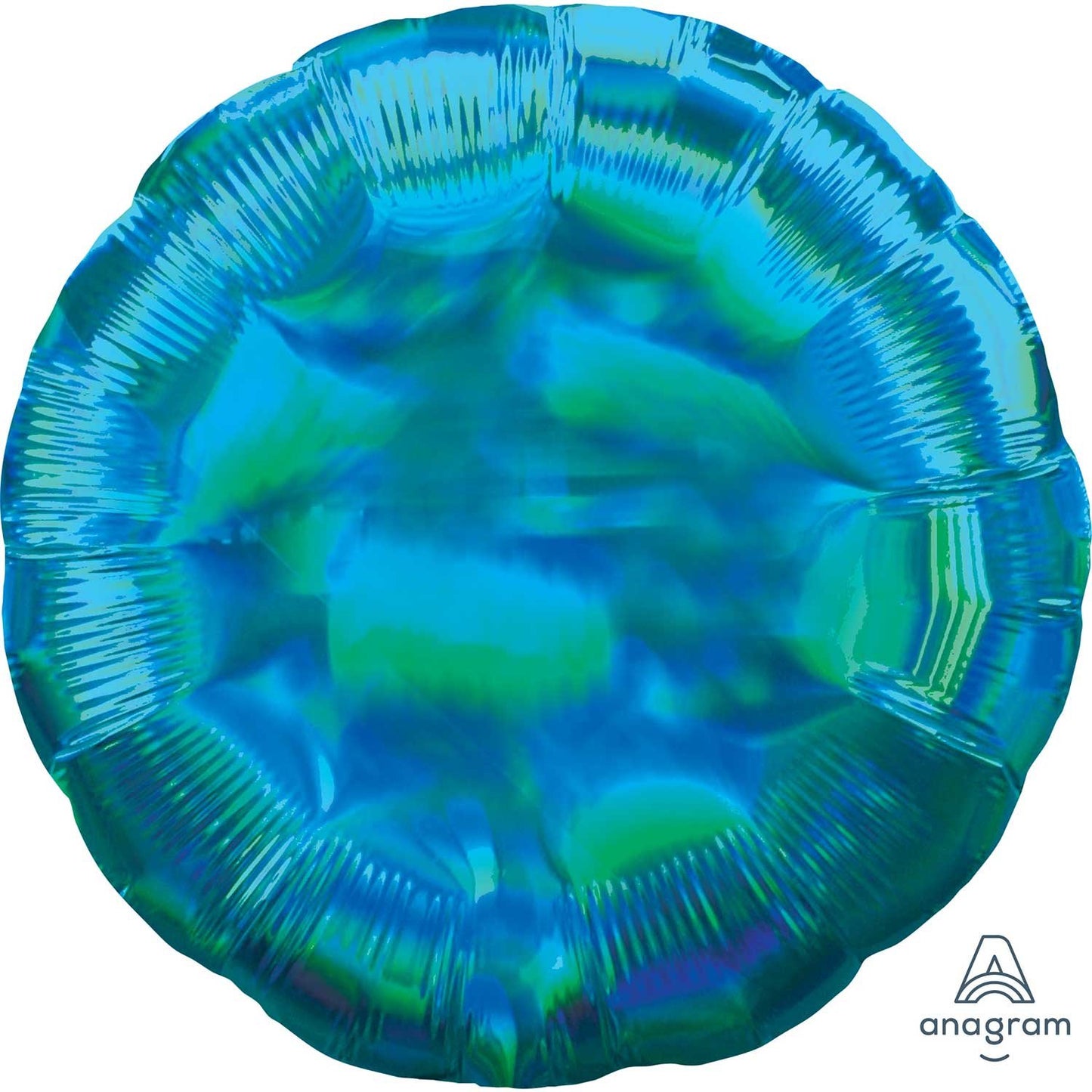 45cm Standard Holographic Iridescent Cyan Blue Circle Balloon