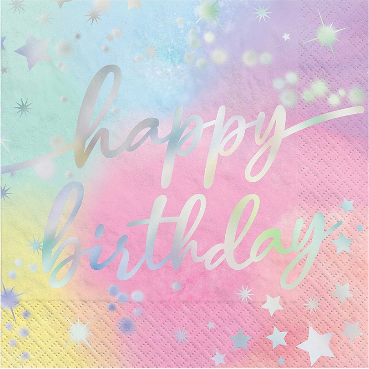 Luminous Birthday Iridescent Lunch Napkins Hot Stamped