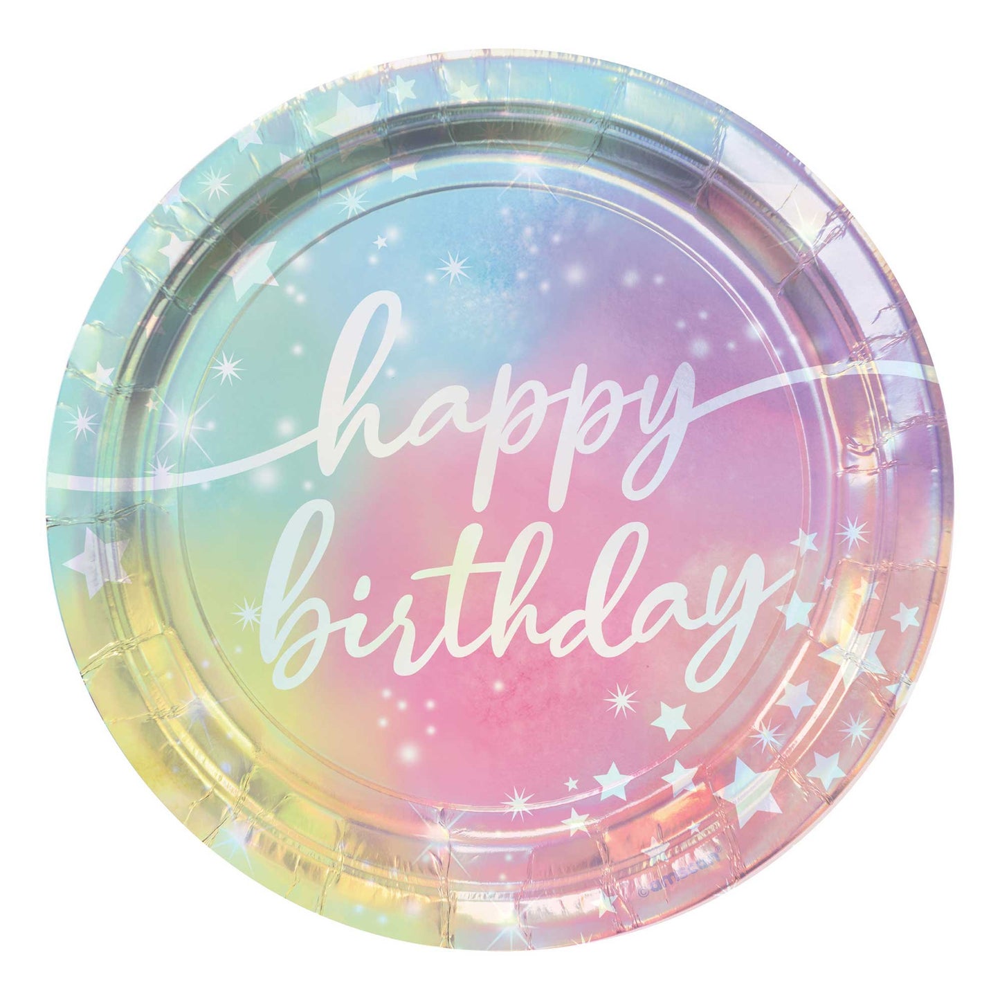 Luminous Birthday Iridescent 17cm Round Paper Plates