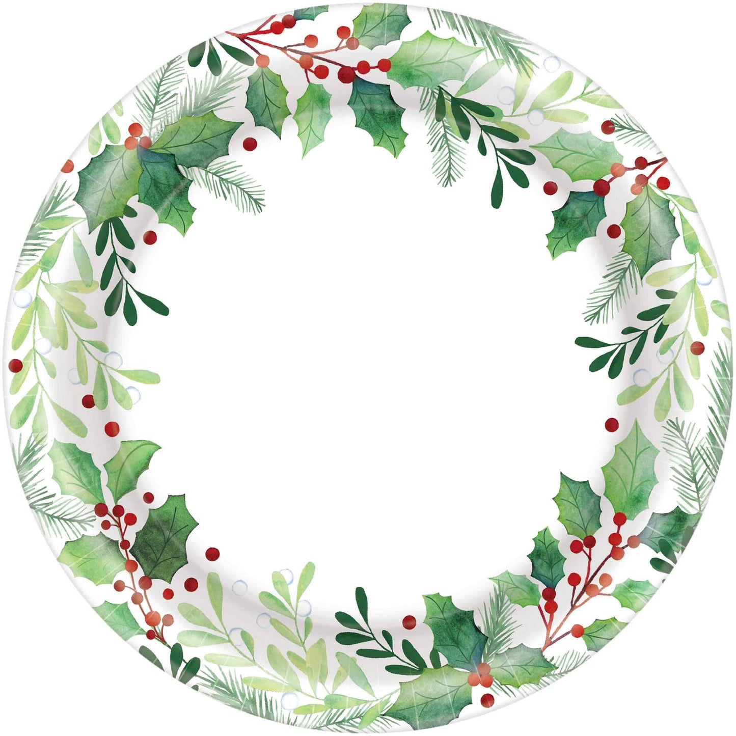 Traditional Holly 21cm Round Paper Plates