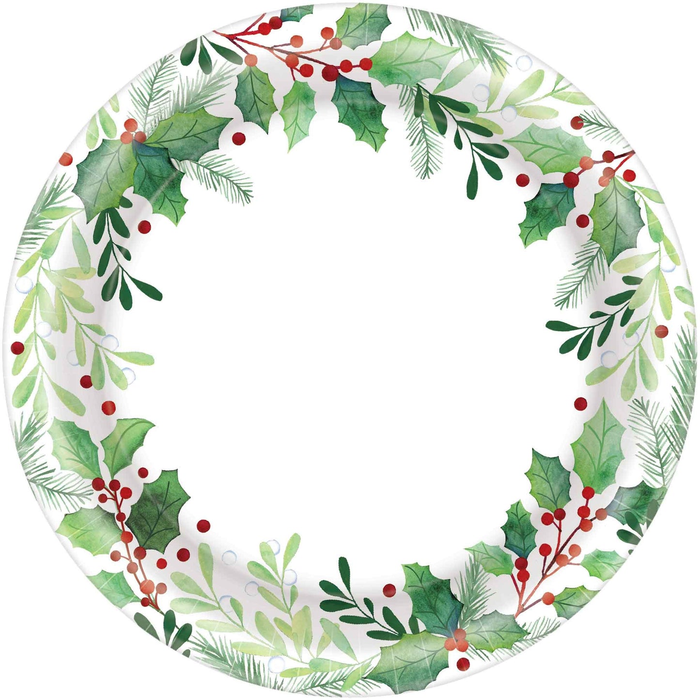 Traditional Holly 17cm Round Paper Plates
