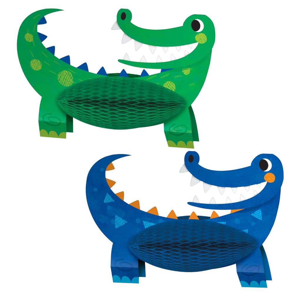 Alligator Crocodile Party Centrepiece Honeycomb 3D Set (Pack of 2)