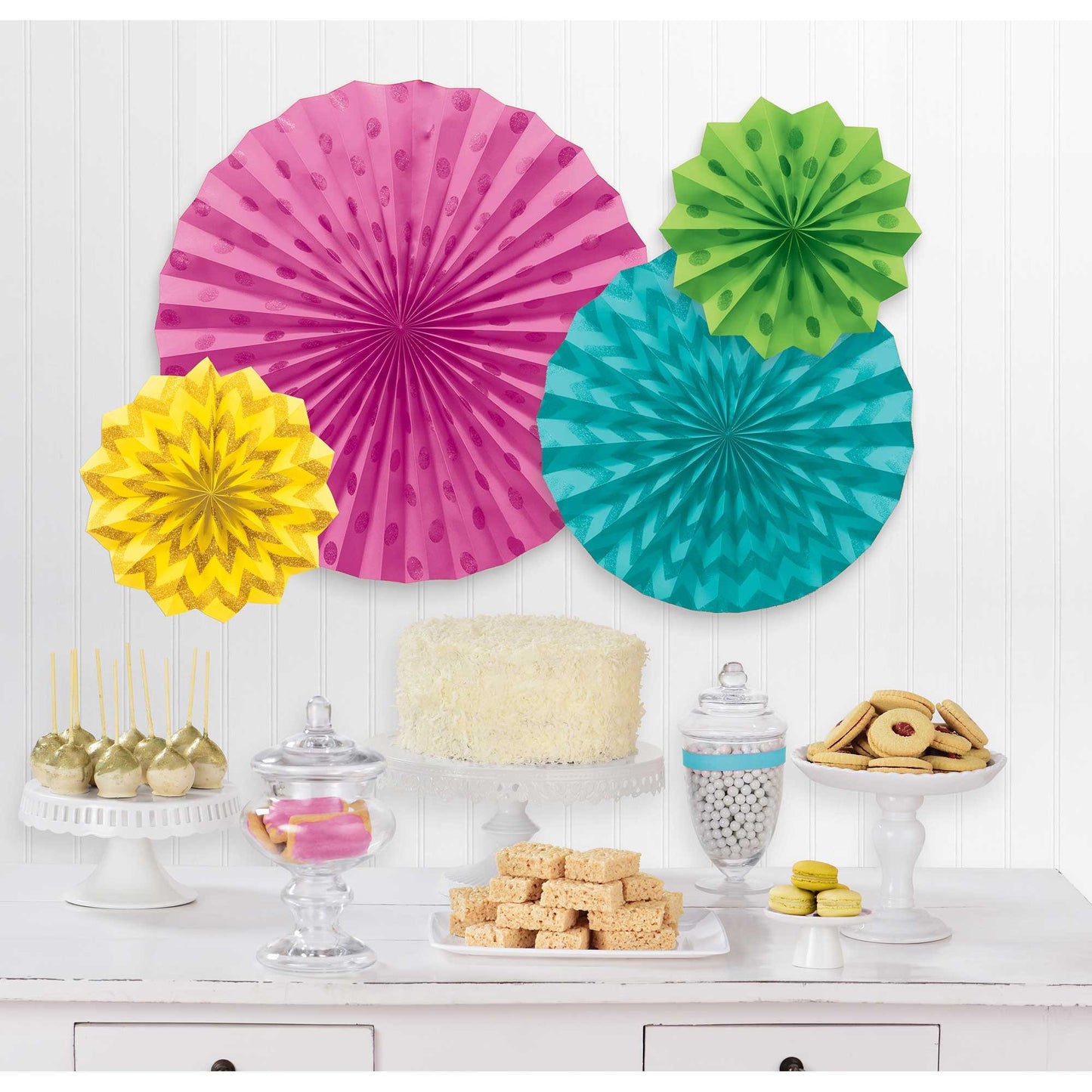 Glitter Fans Hanging Decorations Multi-Coloured