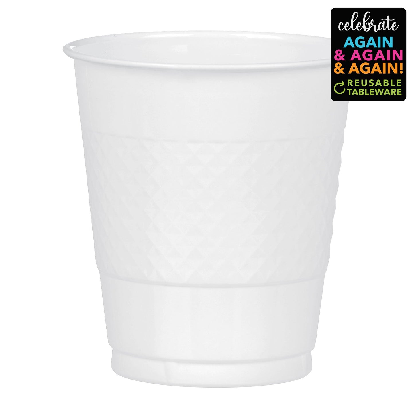 Premium Plastic Cups 355ml 20 Pack - Frosty White