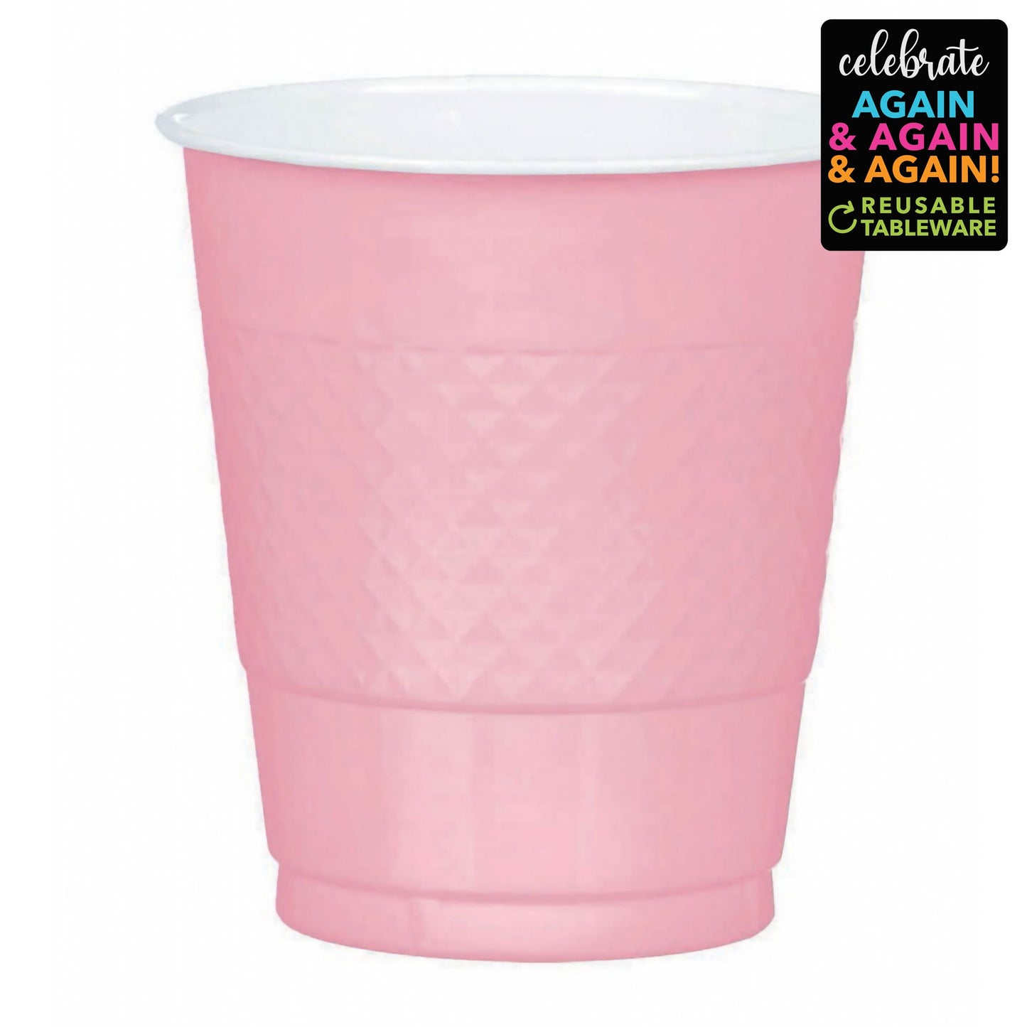 Premium Plastic Cups 355ml 20 Pack - New Pink