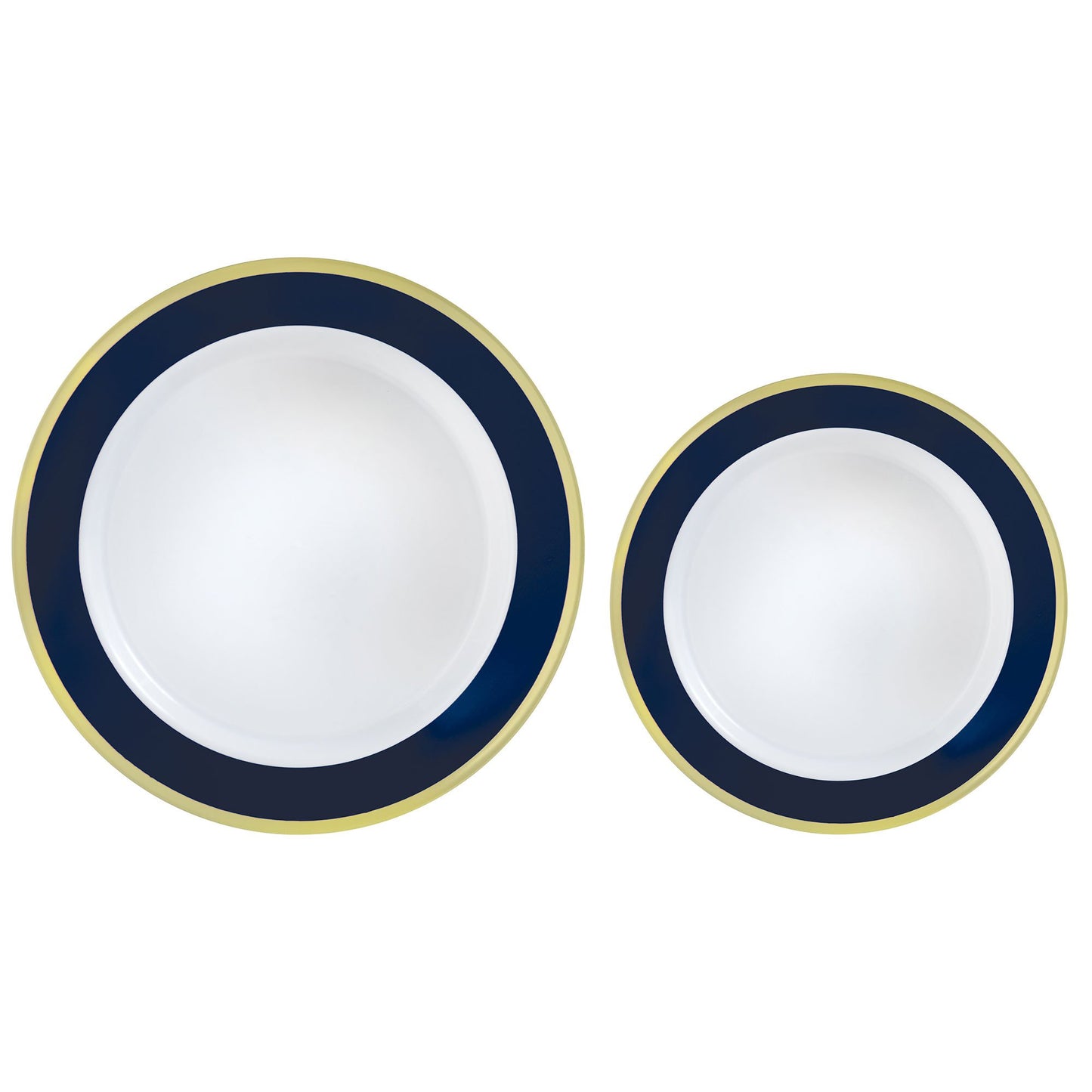Premium Plastic Plates Hot Stamped with True Navy Border