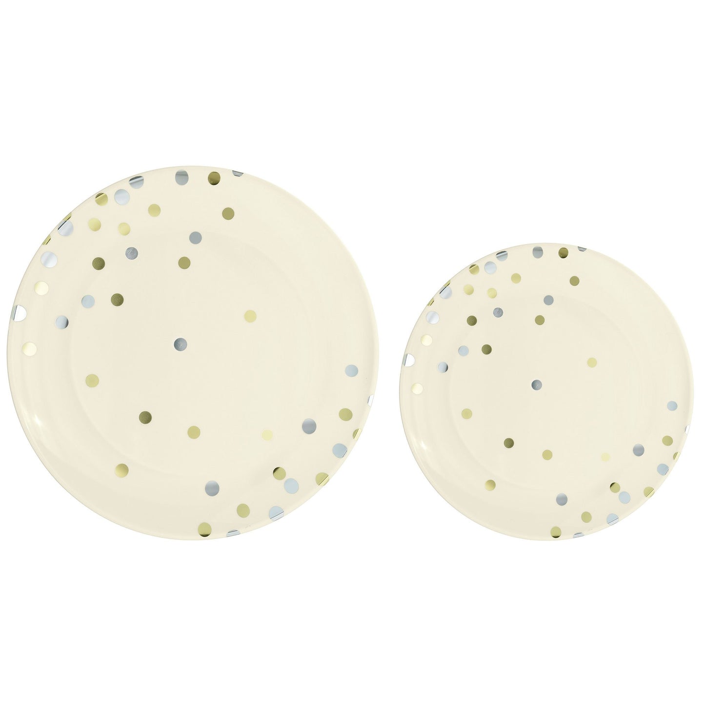 Premium Plastic Plates Hot Stamped Vanilla Creme with Dots