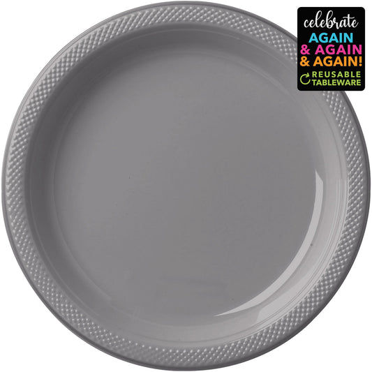 Premium Plastic Plates 23cm 20 Pack - Silver