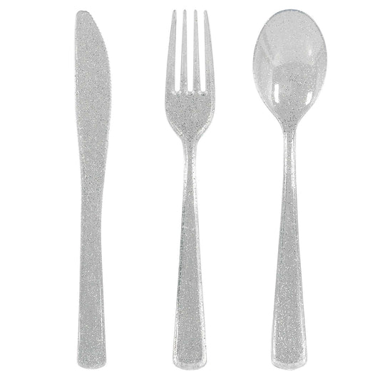 Premium Glittering Silver Cutlery Set
