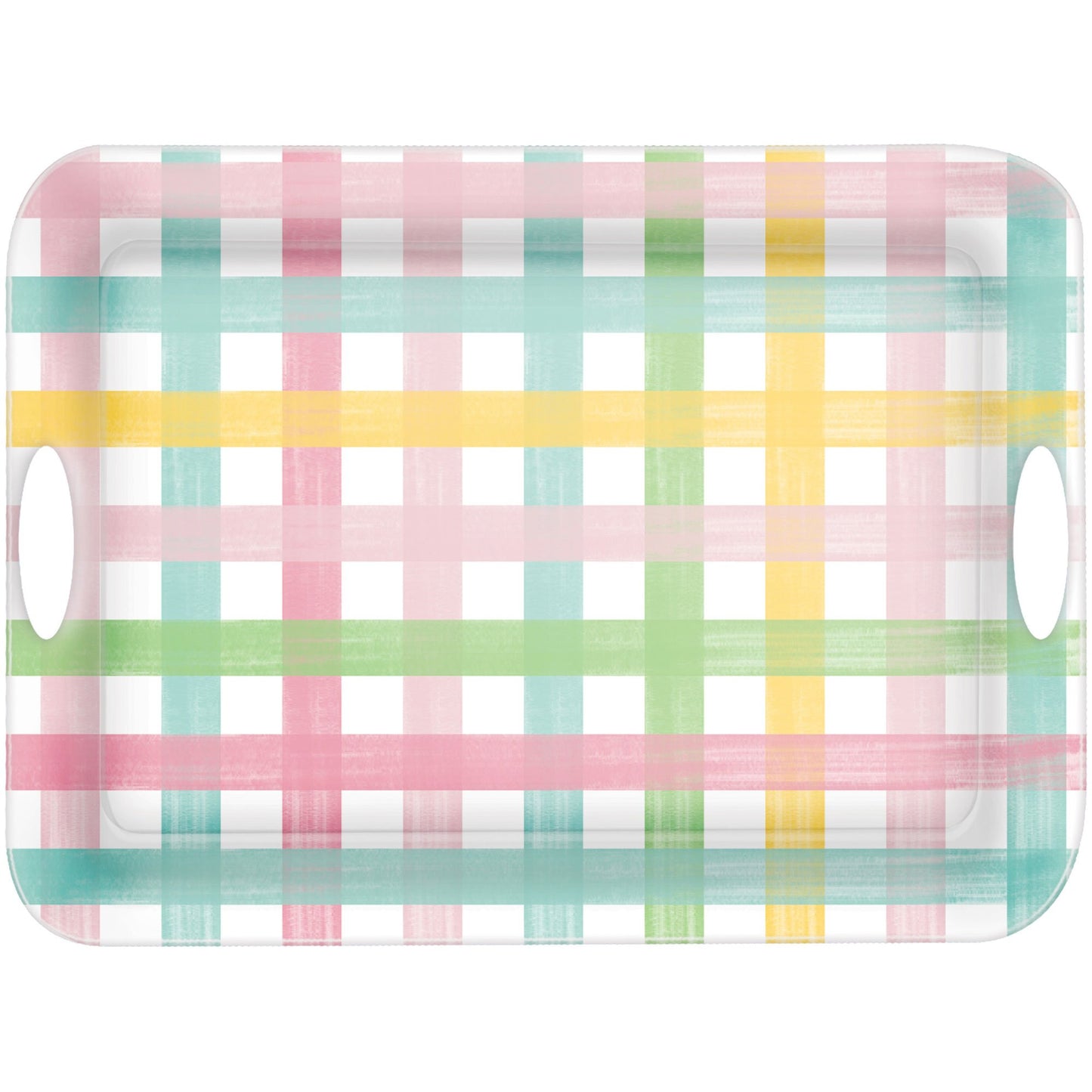 Spring Gingham Melamine Tray with Handles