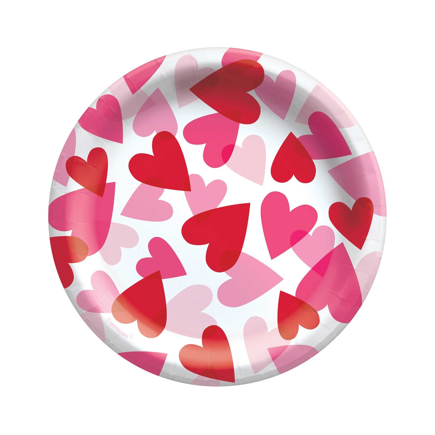Hearts 17cm Round Paper Plates