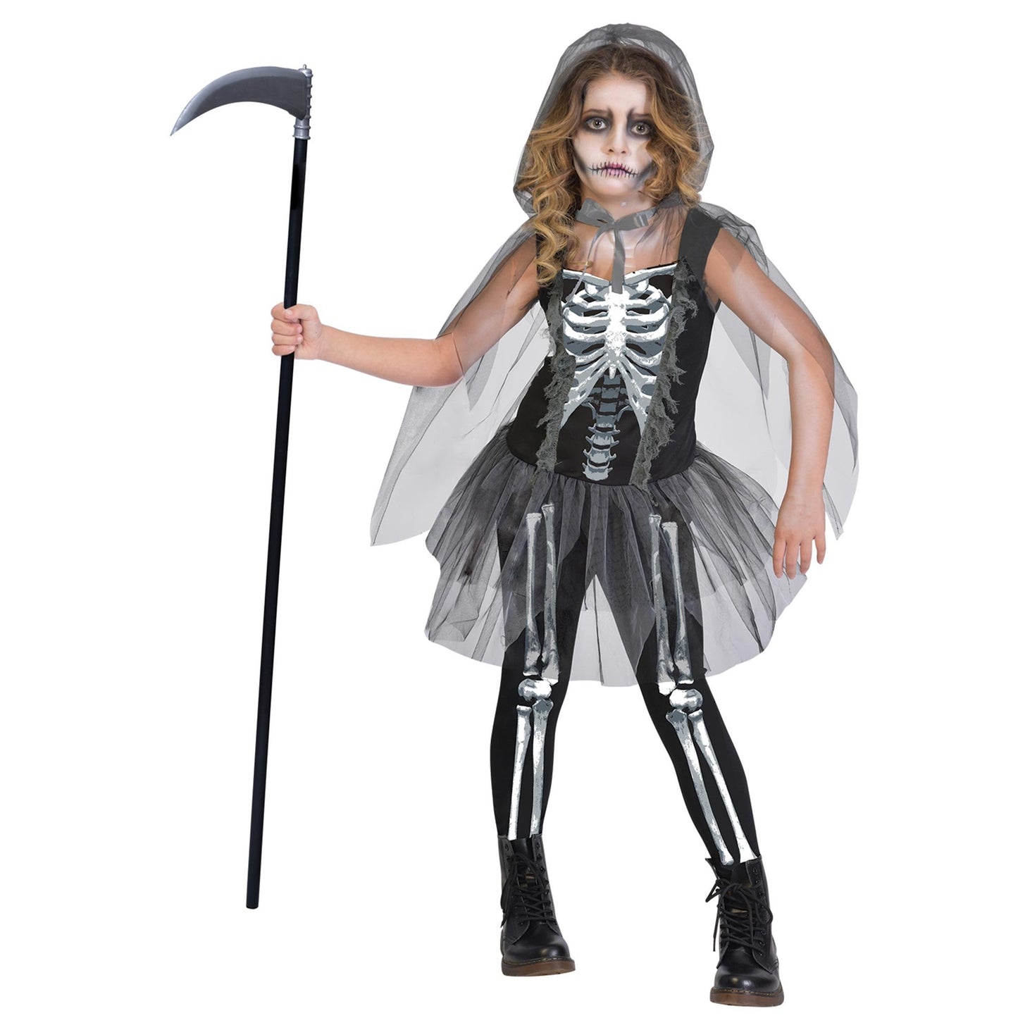 Costume Skeleton Reaper Girls 10-12 Years
