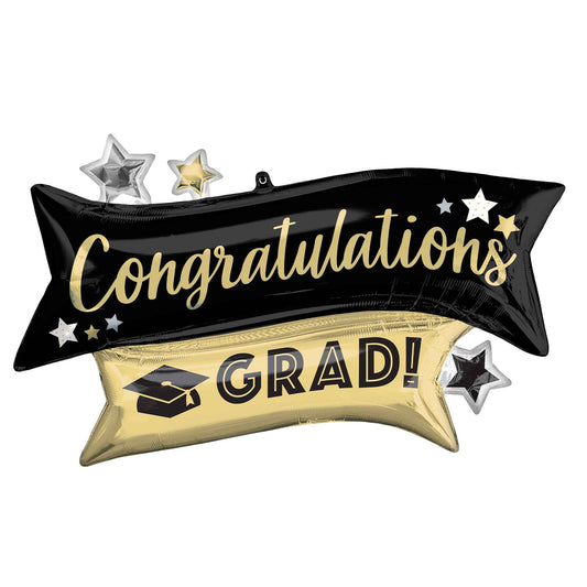 SuperShape Congratulations GRAD Gold & Black