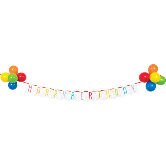Balloon Bash Birthday Ribbon Banner 15cm x 2.59m & 20cm Balloons