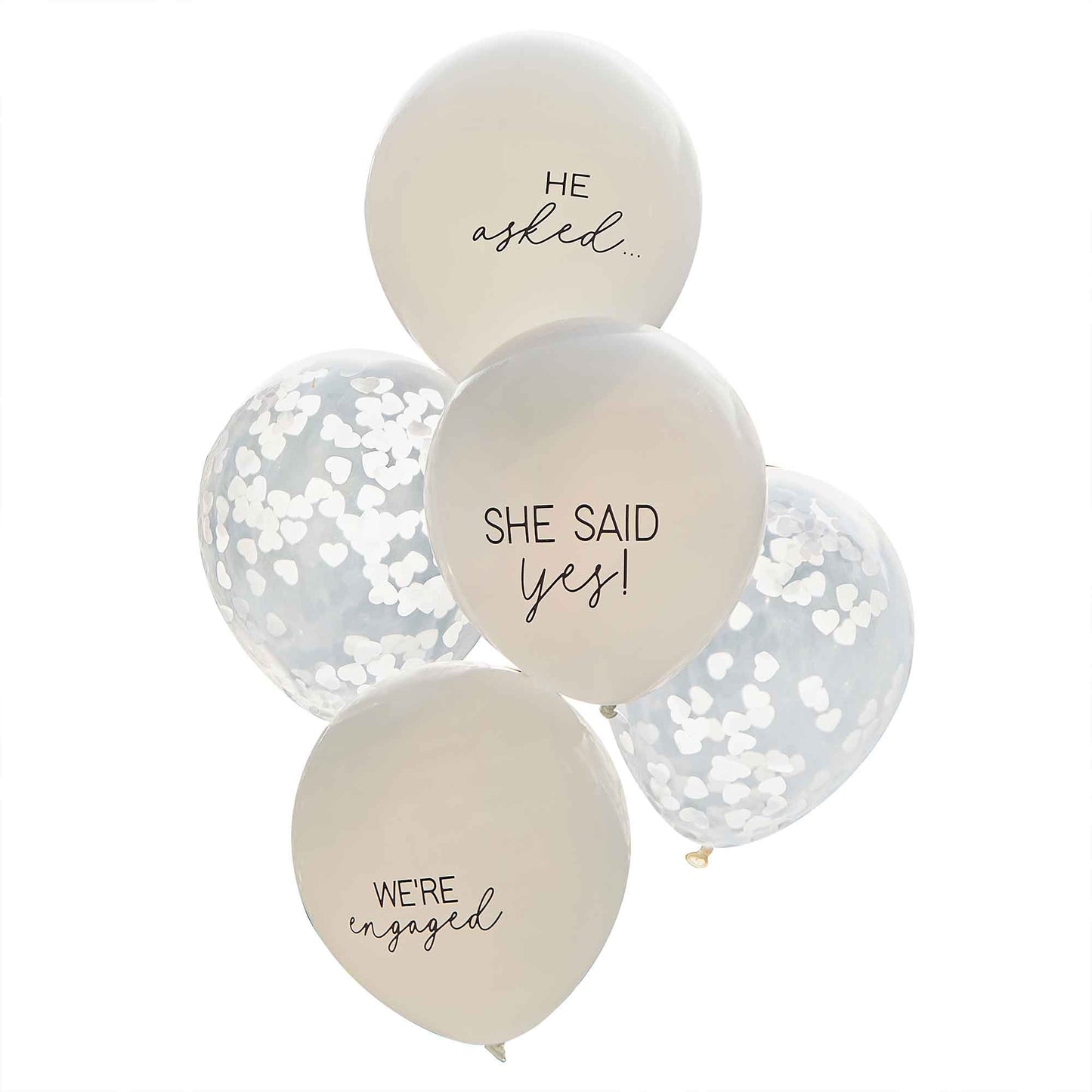 Engaged Balloon Bundle Confetti & Printed White