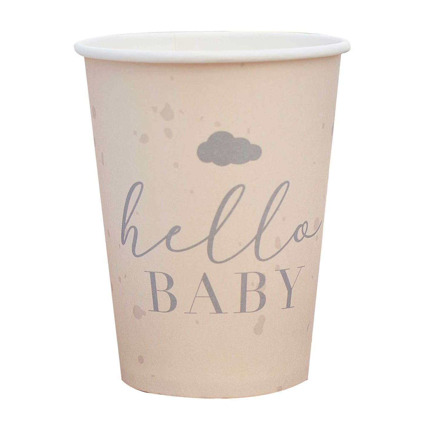 Hello Baby 9oz/266ml Paper Cups Baby Speckle Cream & Grey
