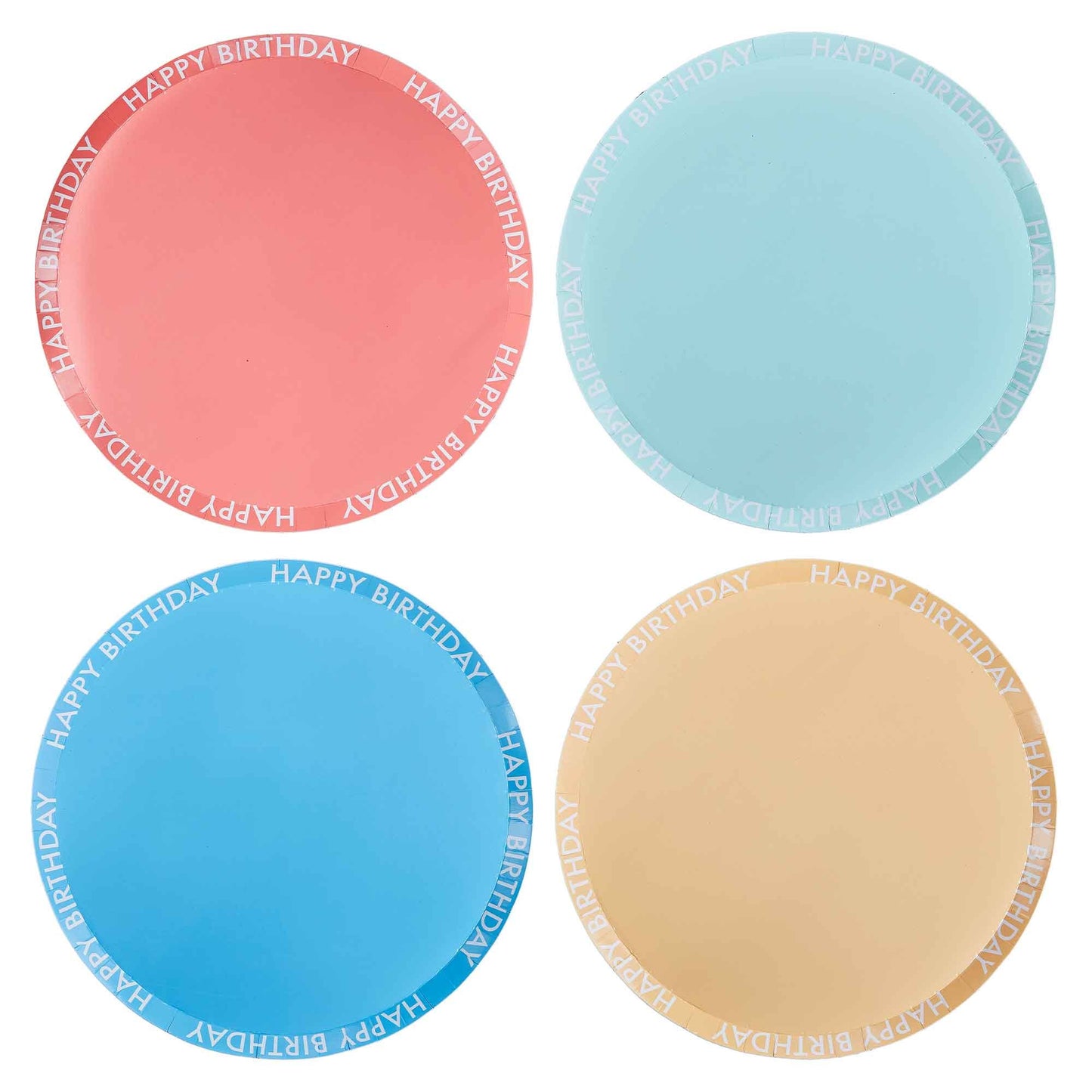 Mix It Up Paper Plates Happy Birthday Rim Mixed Colours