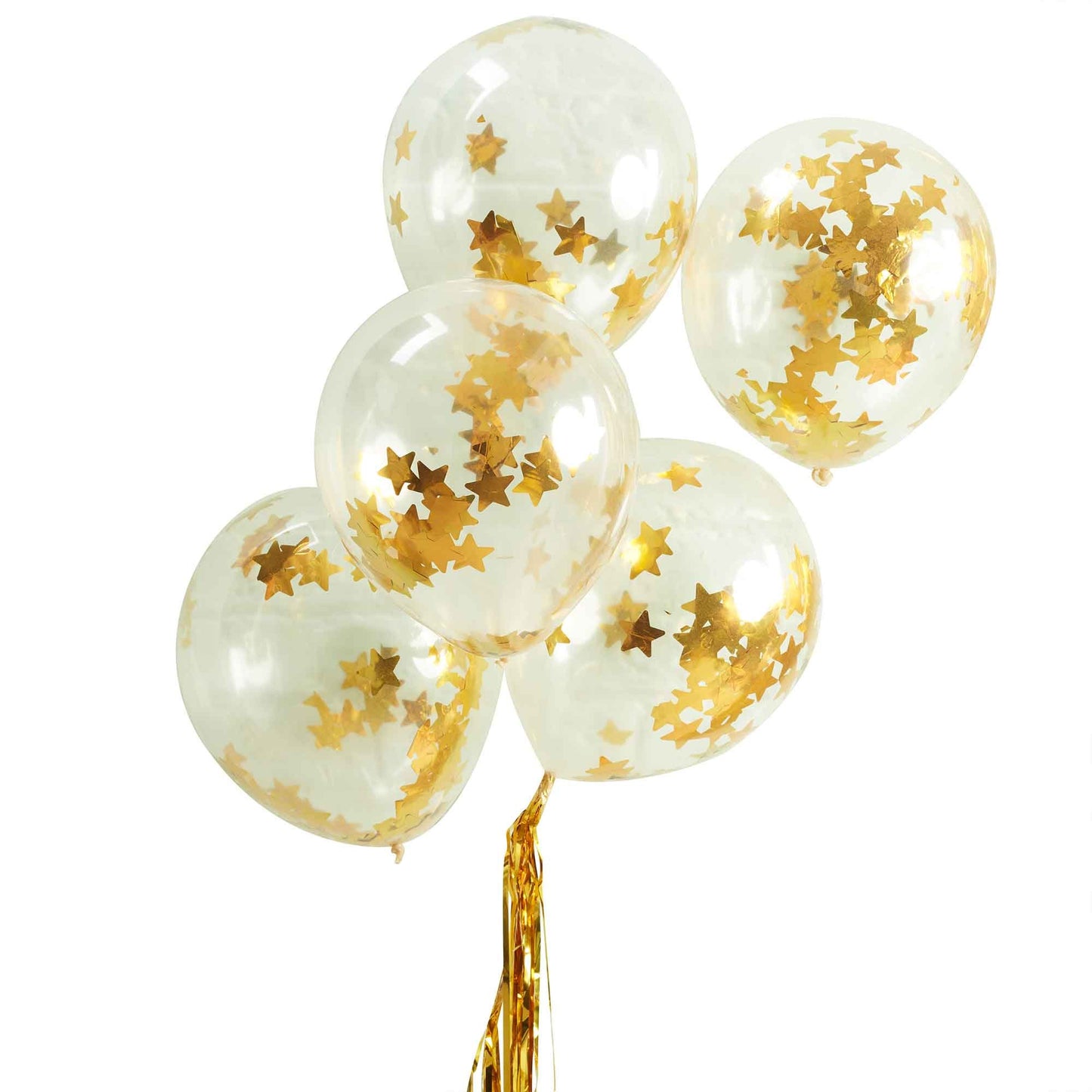 Gold Star Shaped Confetti Filled Balloons Metallic Star